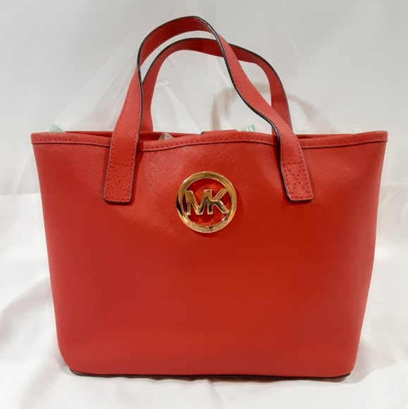 MICHAEL Michael Kors Handbags - MICHAEL MK Orange Saffiano Mini Tote Bag